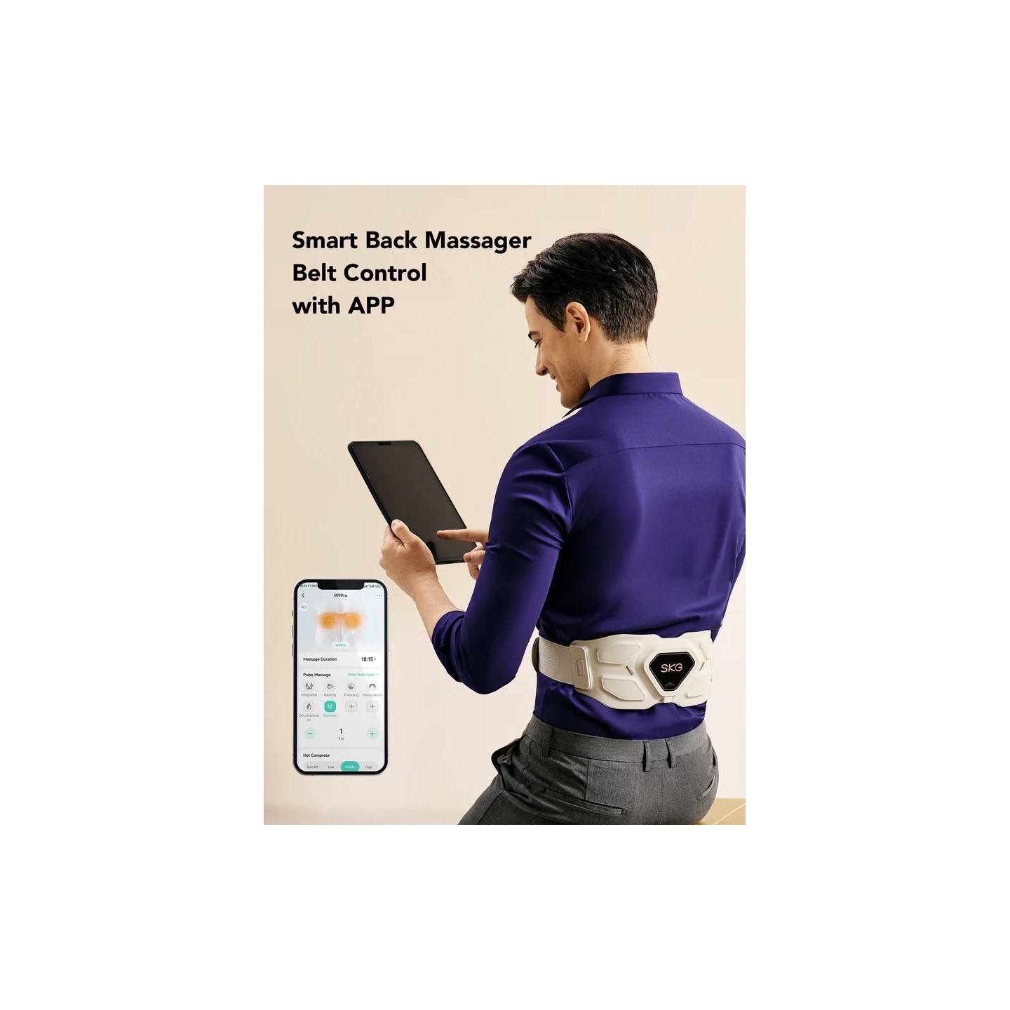 SKG Waist Massager - W9 Pro - Hot Compress-TENS-Vibration-Moxib & APP — Buy in Cyprus with Fast Delivery