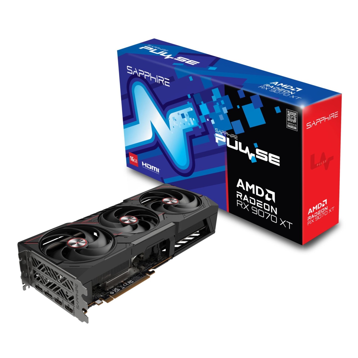 SAPPHIRE PULSE Radeon RX 9070 XT - 16GB GDDR6, 2970 MHz Boost, Black, PCIe 5.0 (11334-29-20G)