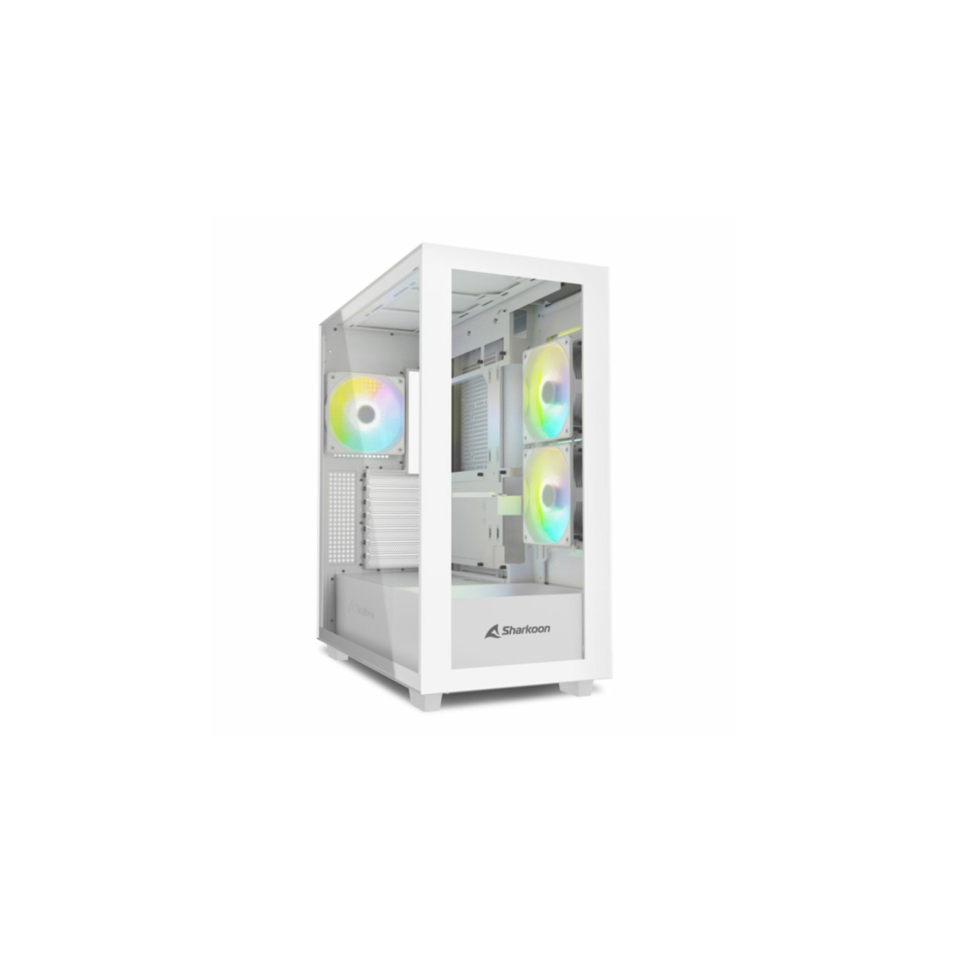 Sharkoon Rebel C60 RGB - White Mid-Tower PC Case with Tempered Glass, ARGB Fans, USB-C & 2×USB-A