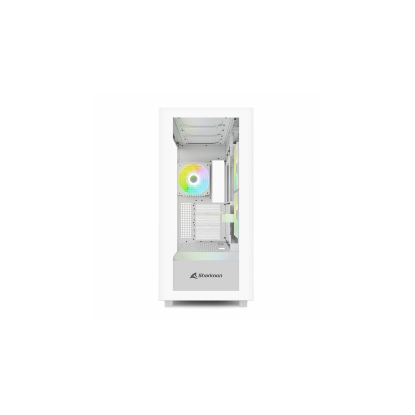 Sharkoon Rebel C60 RGB - White Mid-Tower PC Case with Tempered Glass, ARGB Fans, USB-C & 2×USB-A