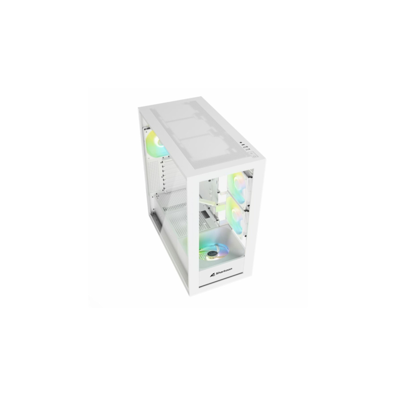 Sharkoon Rebel C60 RGB - White Mid-Tower PC Case with Tempered Glass, ARGB Fans, USB-C & 2×USB-A