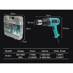 Buy Proskit Guns Hot Air Gun - SS-611B - 1500W in Cyprus, Nicosia, Limassol, Larnaka, Pafos