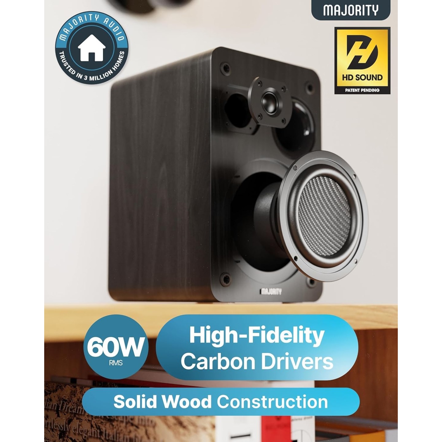 Majority Mini HiFi - HOMERTON - 2xSpeakers CD BT USB FM iRadio 60W Black — Buy in Cyprus with Fast Delivery