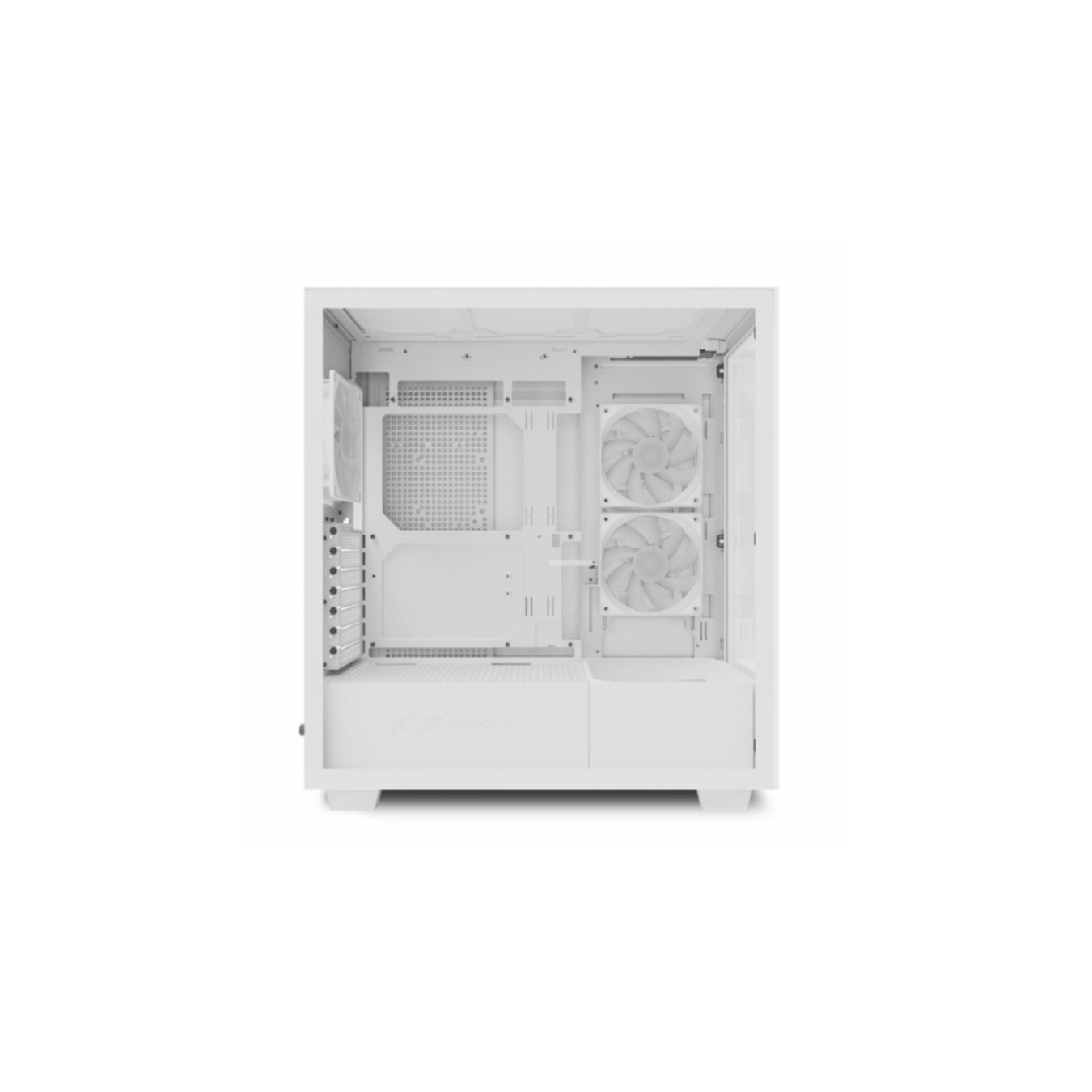 Sharkoon Rebel C60 RGB - White Mid-Tower PC Case with Tempered Glass, ARGB Fans, USB-C & 2×USB-A