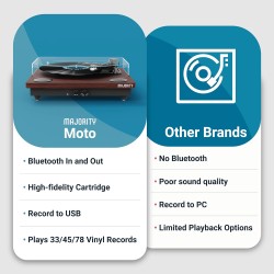 Buy Majority MOTO Turntable - Audio-Technica Cartridge - Digital Record, Cut & BT in Cyprus, Nicosia, Limassol, Larnaka, Pafos