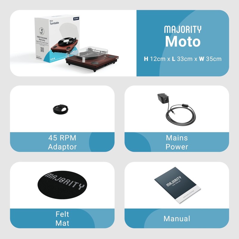 Buy Majority MOTO Turntable - Audio-Technica Cartridge - Digital Record, Cut & BT in Cyprus, Nicosia, Limassol, Larnaka, Pafos