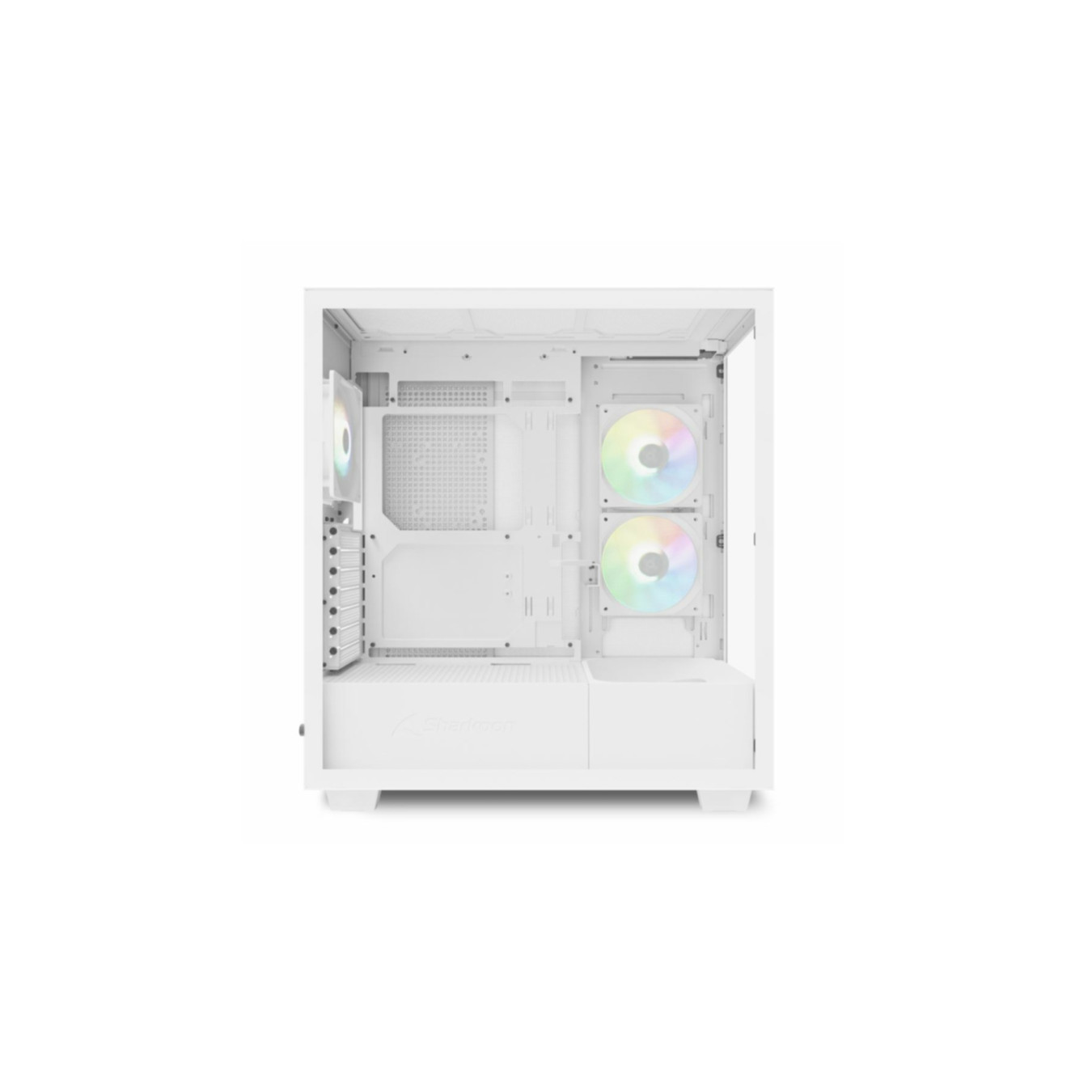 Sharkoon Rebel C60 RGB - White Mid-Tower PC Case with Tempered Glass, ARGB Fans, USB-C & 2×USB-A