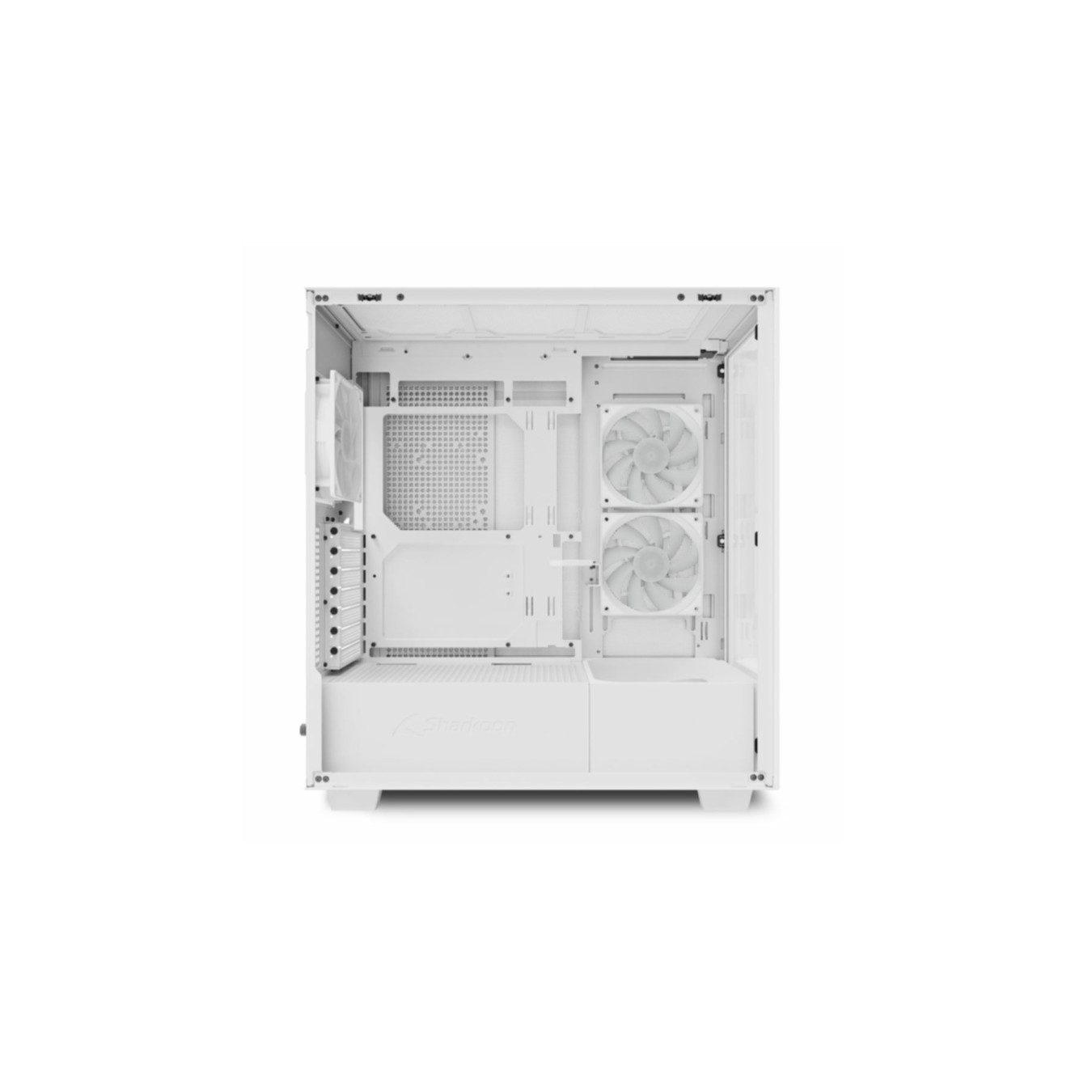 Sharkoon Rebel C60 RGB - White Mid-Tower PC Case with Tempered Glass, ARGB Fans, USB-C & 2×USB-A
