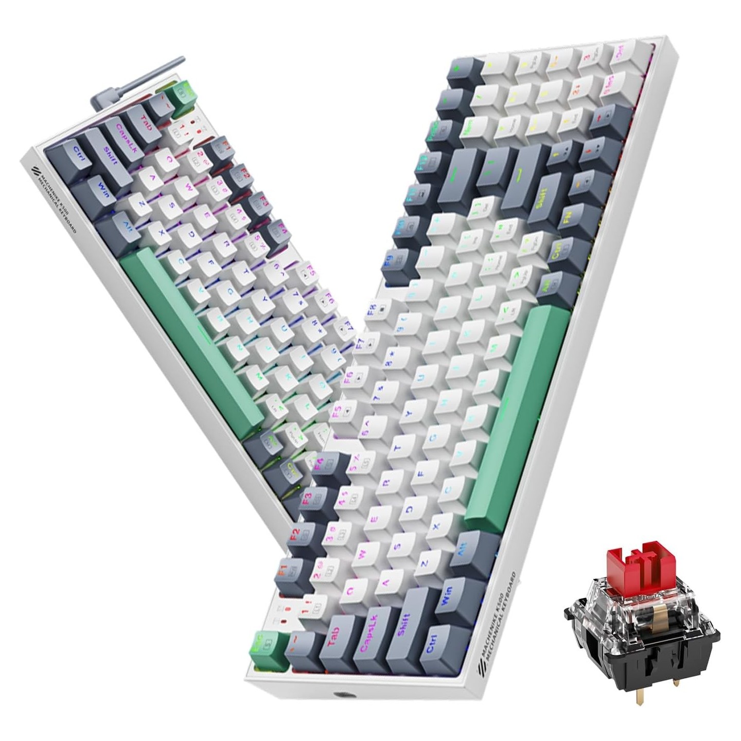 Machenike K500-B94 White Mechanical Gaming Keyboard 94 Red Switches (Boxed) — Buy in Cyprus with Fast Delivery