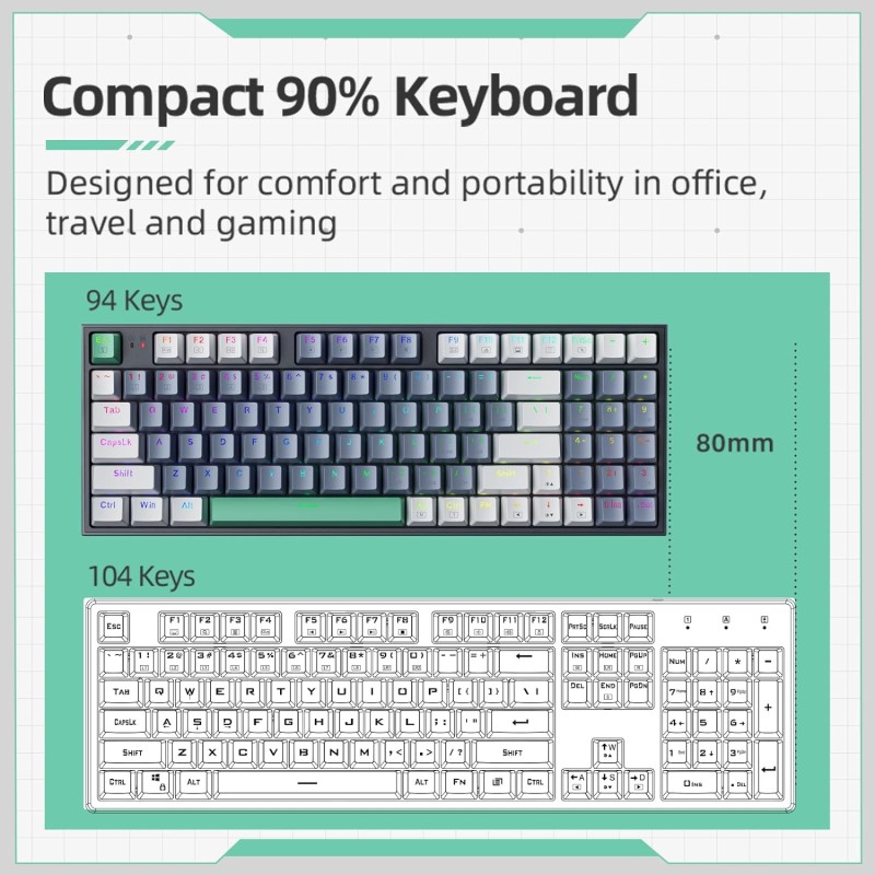 Buy Machenike Keyboard - K500-B94 - White Mechanical Gaming Keyboard 94 Red Swit... in Cyprus, Nicosia, Limassol, Larnaka, Pafos
