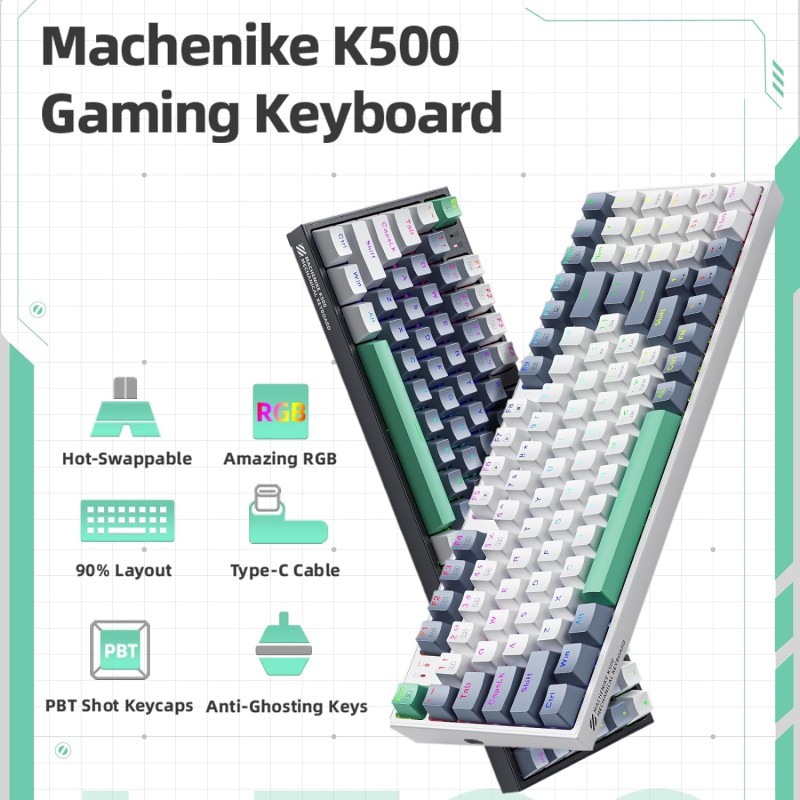 Buy Machenike Keyboard - K500-B94 - White Mechanical Gaming Keyboard 94 Red Swit... in Cyprus, Nicosia, Limassol, Larnaka, Pafos