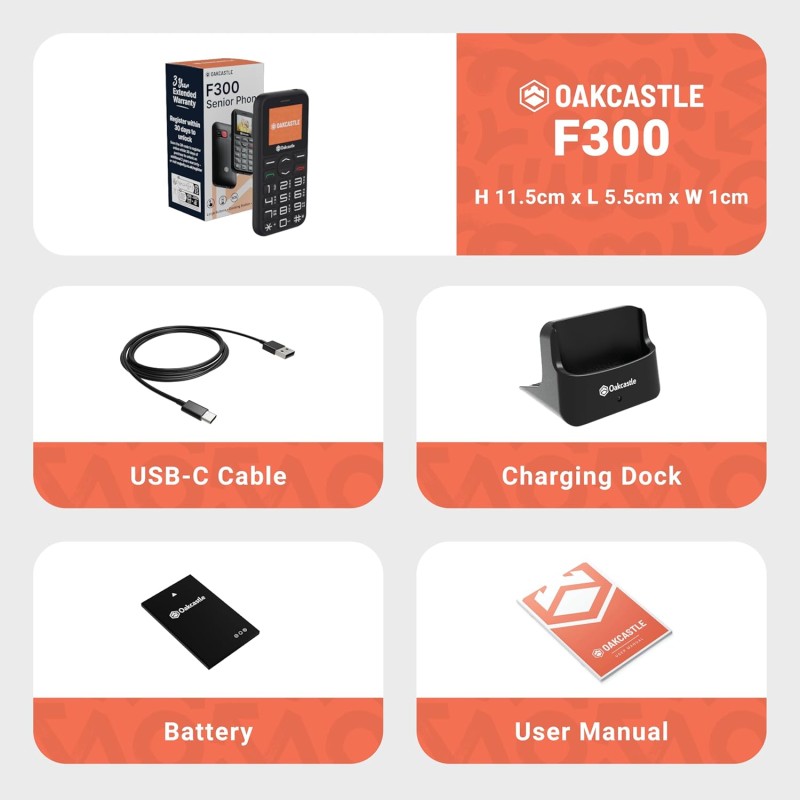 Buy Majority Mobile Feature Phone Seniors - Oakcastle F300 - 4G SOS Camera in Cyprus, Nicosia, Limassol, Larnaka, Pafos