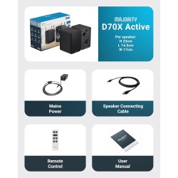 Buy Majority Speakers Active - D70X - 70W 2.0 BT USB Phono HDMI ARC Black (pair) in Cyprus, Nicosia, Limassol, Larnaka, Pafos