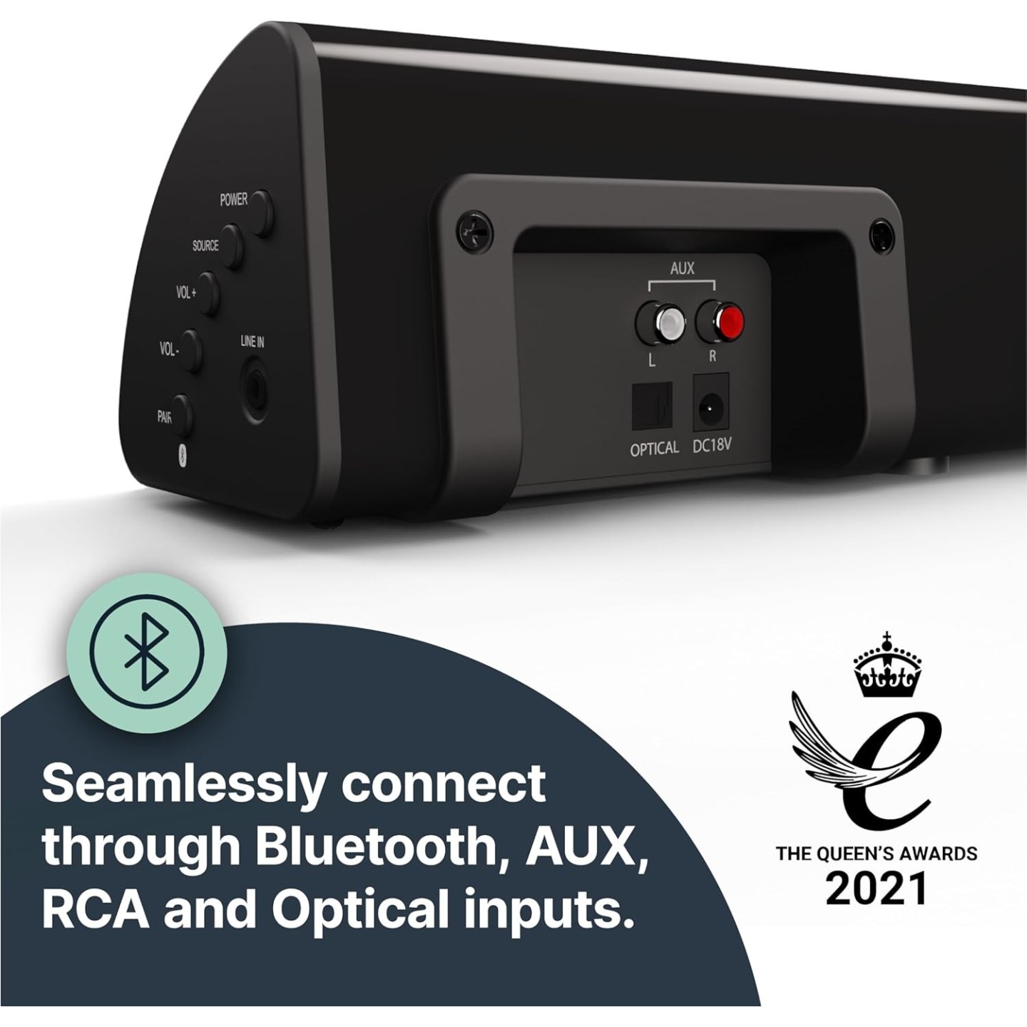 Majority Soundbar - SNOWDON II - 2.1 Soundbar with Built In Subwoofer 120W BT & Optical White (UK)