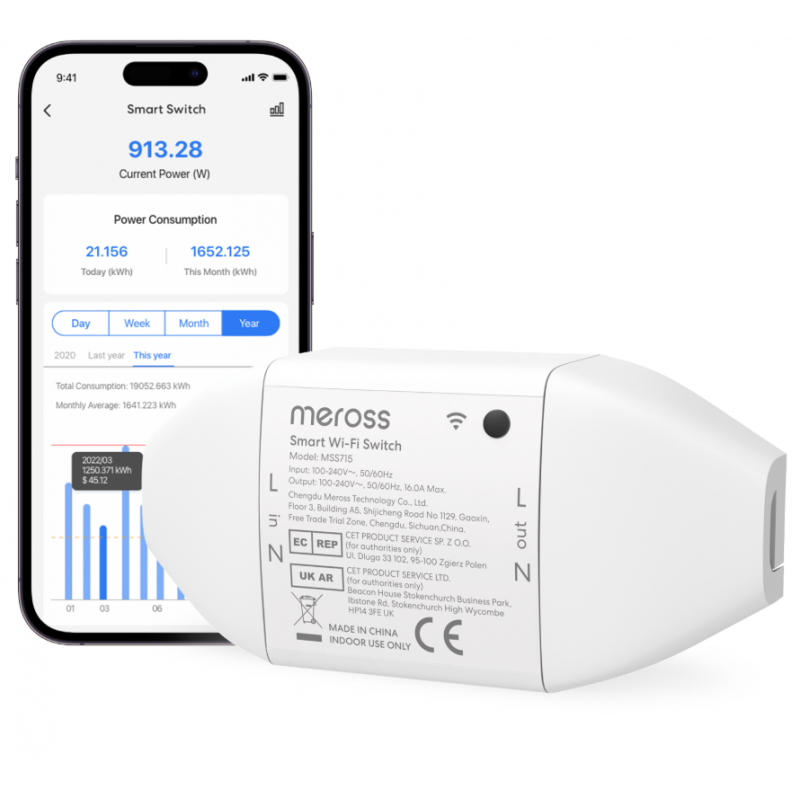 Buy Meross Homekit Smart Wi-Fi Switch 16A (Matter) - MSS715MA-UN - HomeKit, Wi-F... in Cyprus, Nicosia, Limassol, Larnaka, Pafos