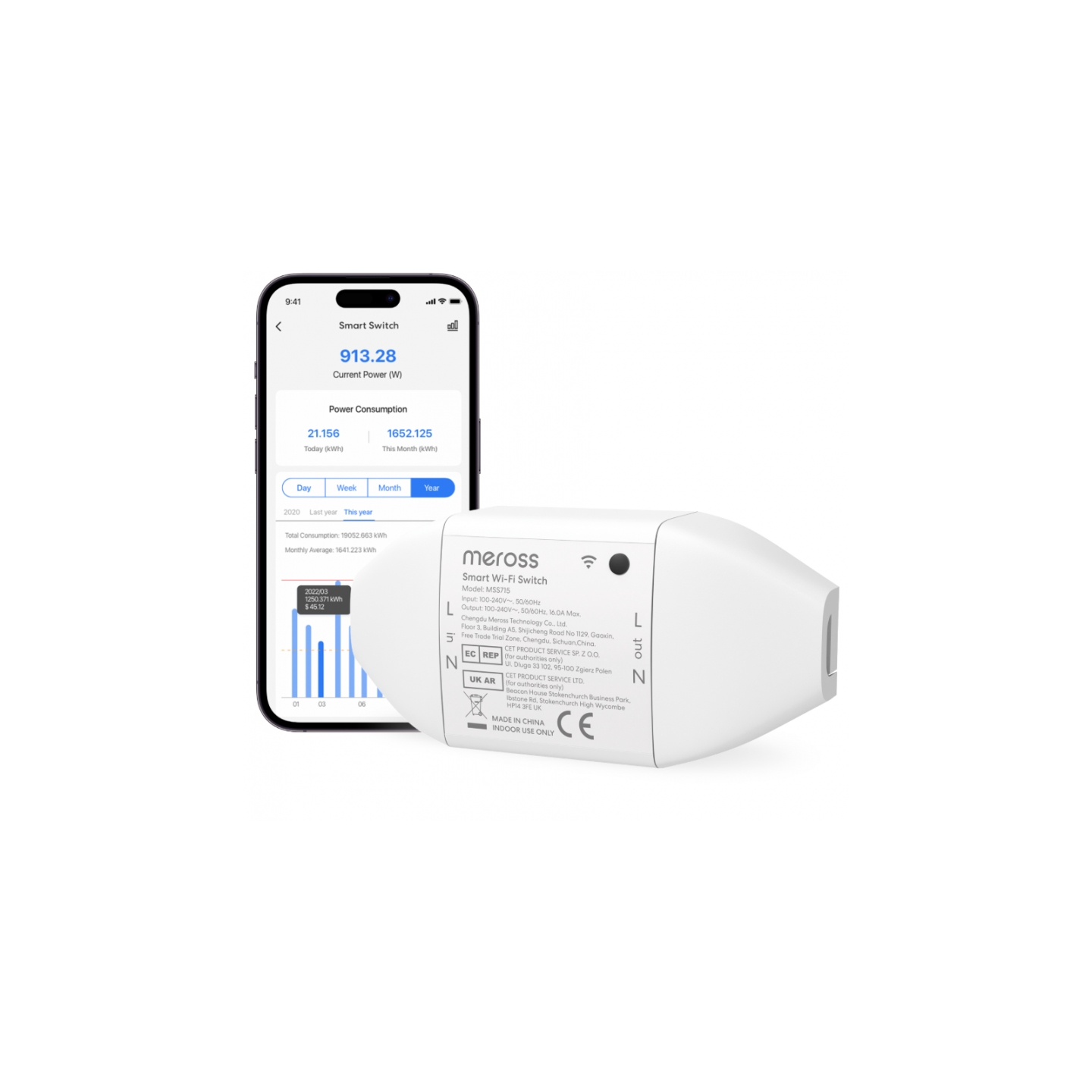 Meross Homekit Smart Wi-Fi Switch 16A (Matter) - MSS715MA-UN - HomeKit, Wi-Fi, 16A, Matter — Buy in Cyprus with Fast Delivery