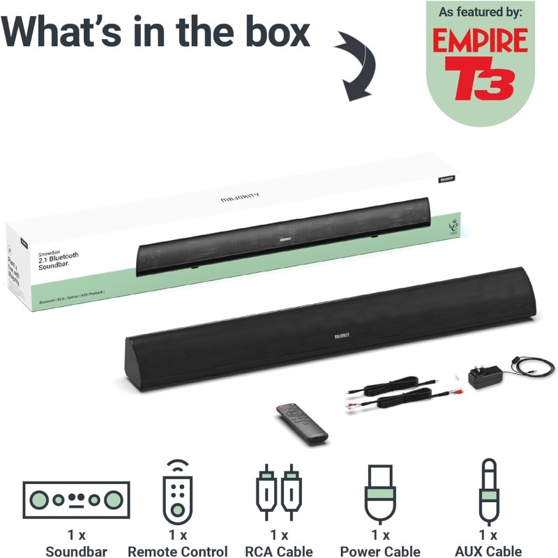 Buy Majority Soundbar - SNOWDON II - 2.1 Soundbar with Built In Subwoofer 120W B... in Cyprus, Nicosia, Limassol, Larnaka, Pafos