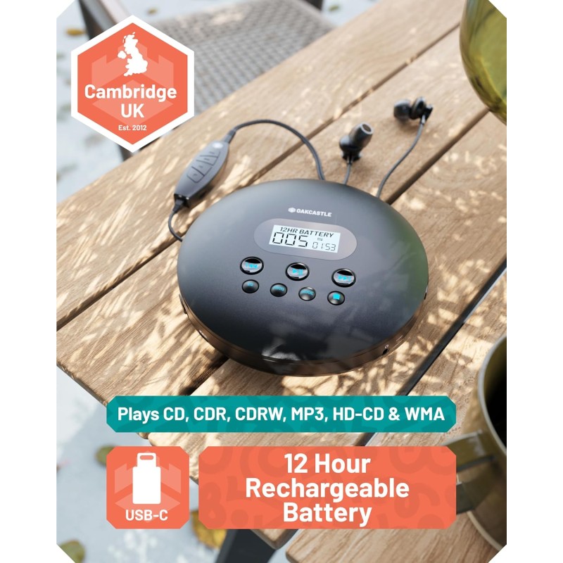 Buy Majority Oakcastle CD Player - CD100 - Portable & USB-C Rechargeable CD Play... in Cyprus, Nicosia, Limassol, Larnaka, Pafos