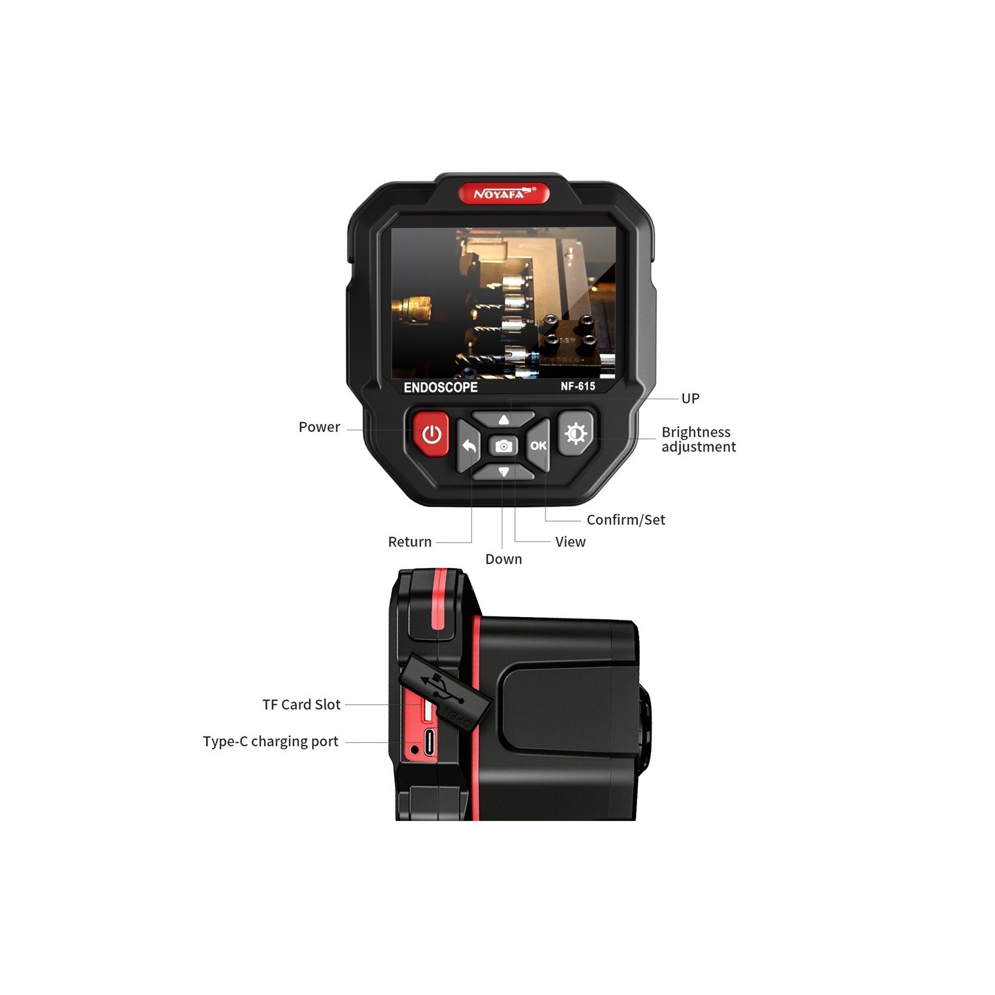 Noyafa Endoscope Camera - NF-615 - 3.5-inch IPS Screen, 1080P Resolution, IP67 Waterproof Lens & 5m Flexible Cable