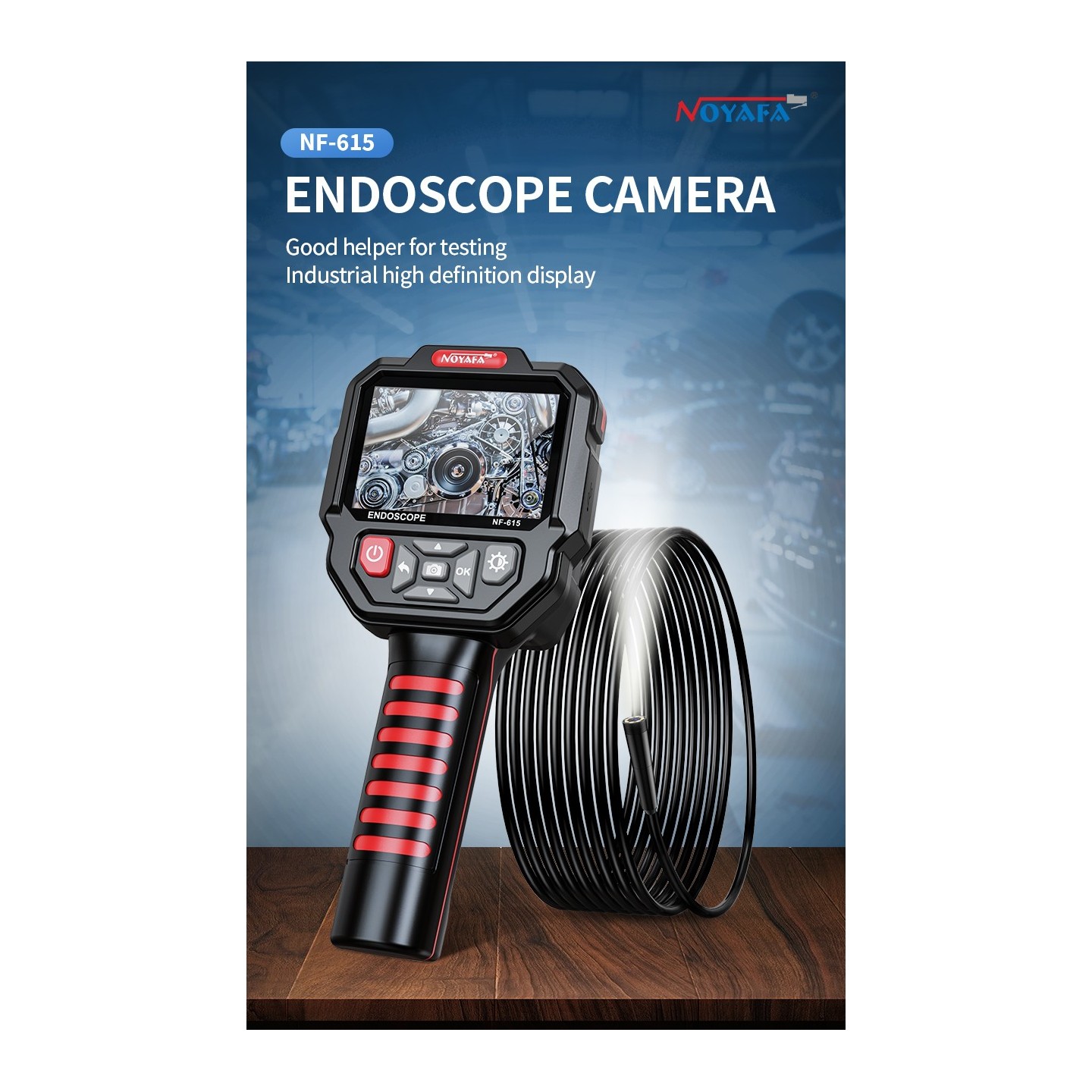 Noyafa Endoscope Camera - NF-615 - 3.5-inch IPS Screen, 1080P Resolution, IP67 Waterproof Lens & 5m Flexible Cable