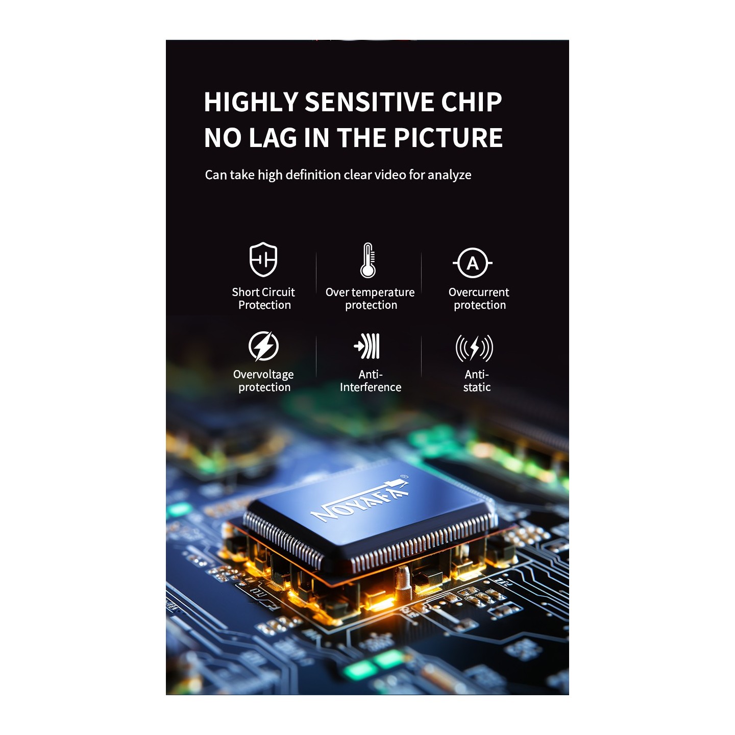 Noyafa Endoscope Camera - NF-615 - 3.5-inch IPS Screen, 1080P Resolution, IP67 Waterproof Lens & 5m Flexible Cable