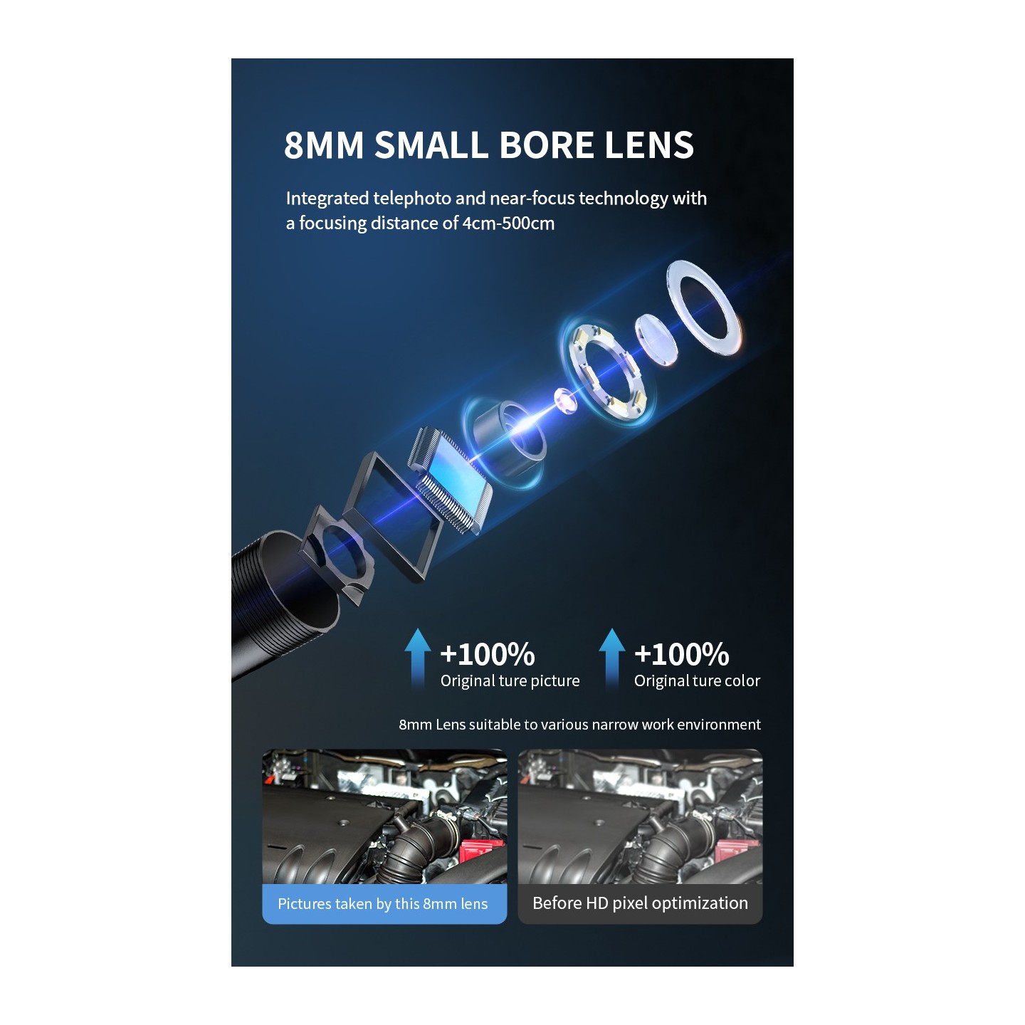 Noyafa Endoscope Camera - NF-615 - 3.5-inch IPS Screen, 1080P Resolution, IP67 Waterproof Lens & 5m Flexible Cable