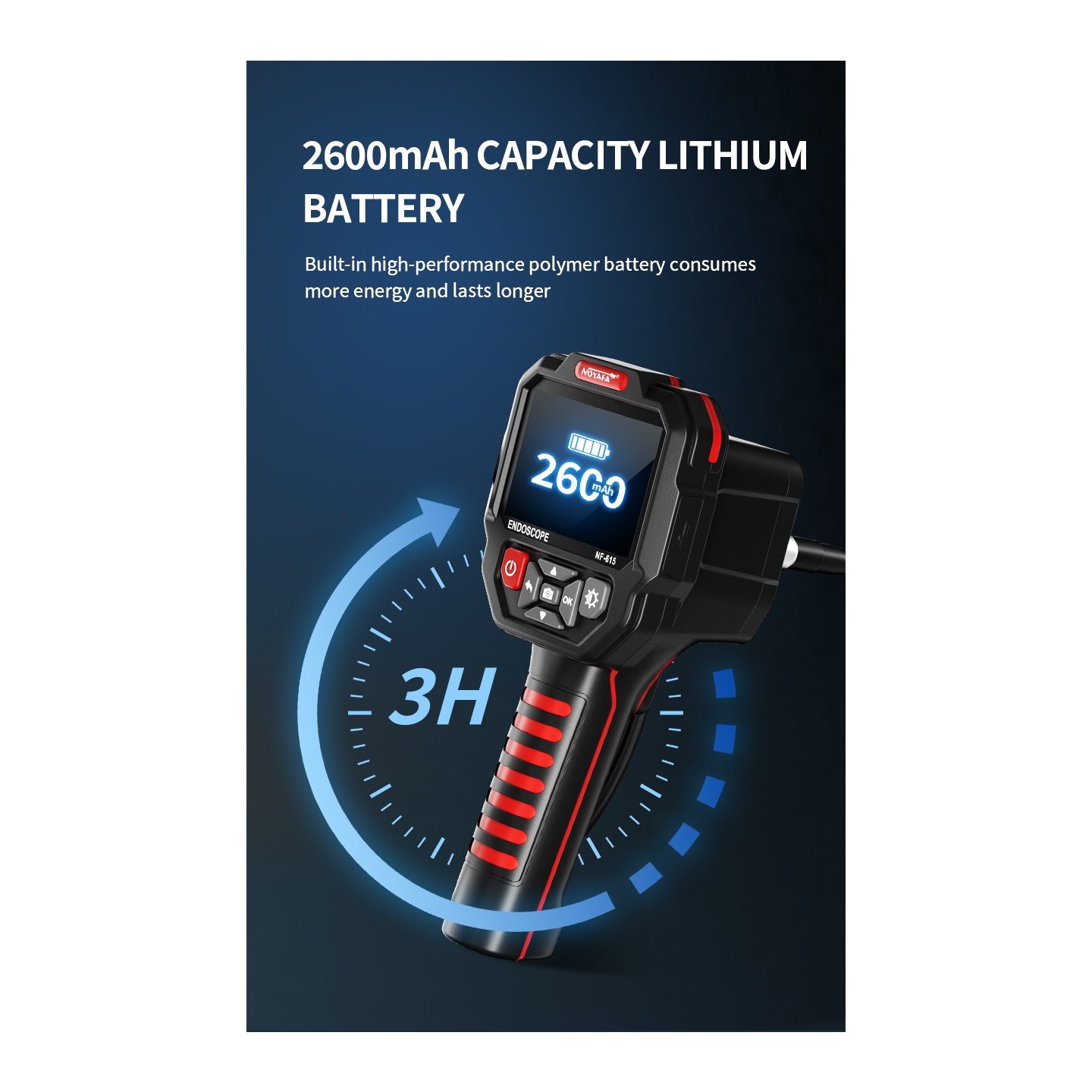 Noyafa Endoscope Camera - NF-615 - 3.5-inch IPS Screen, 1080P Resolution, IP67 Waterproof Lens & 5m Flexible Cable