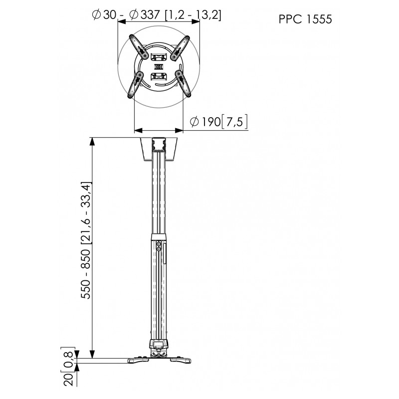 Buy Vogels Projector Ceiling Support - PPC1555 - 15kg 55-85cm in Cyprus, Nicosia, Limassol, Larnaka, Pafos