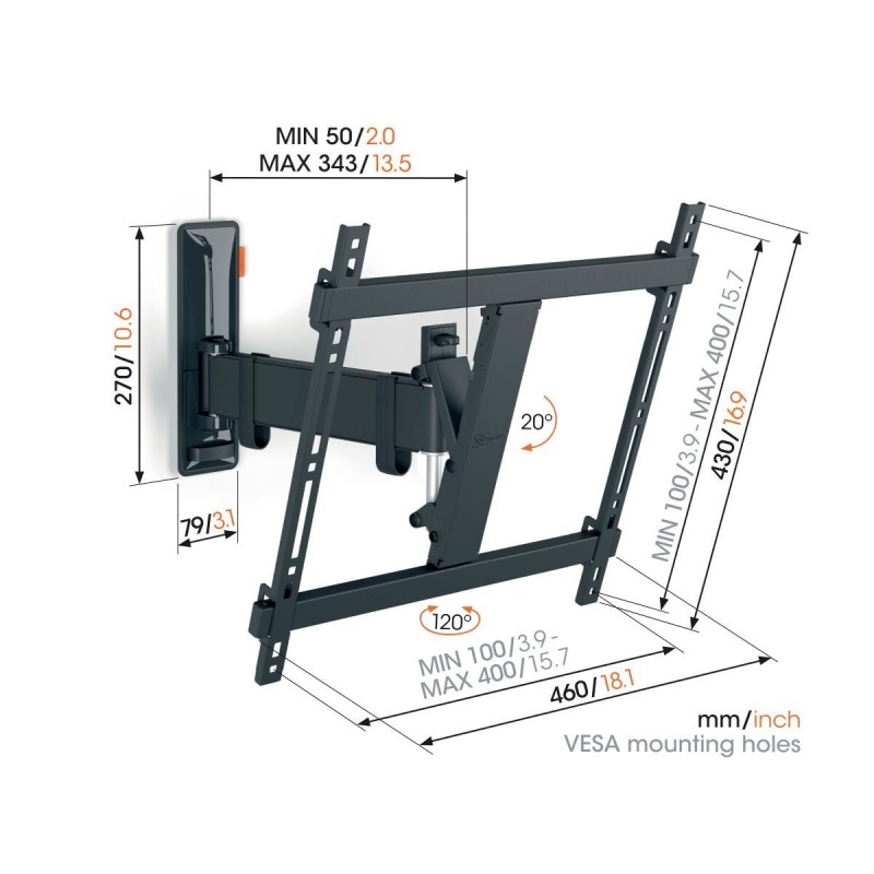 Buy Vogels COMFORT TV Wall Mount - TVM3423 - 40x40 Turn 1 arm in Cyprus, Nicosia, Limassol, Larnaka, Pafos