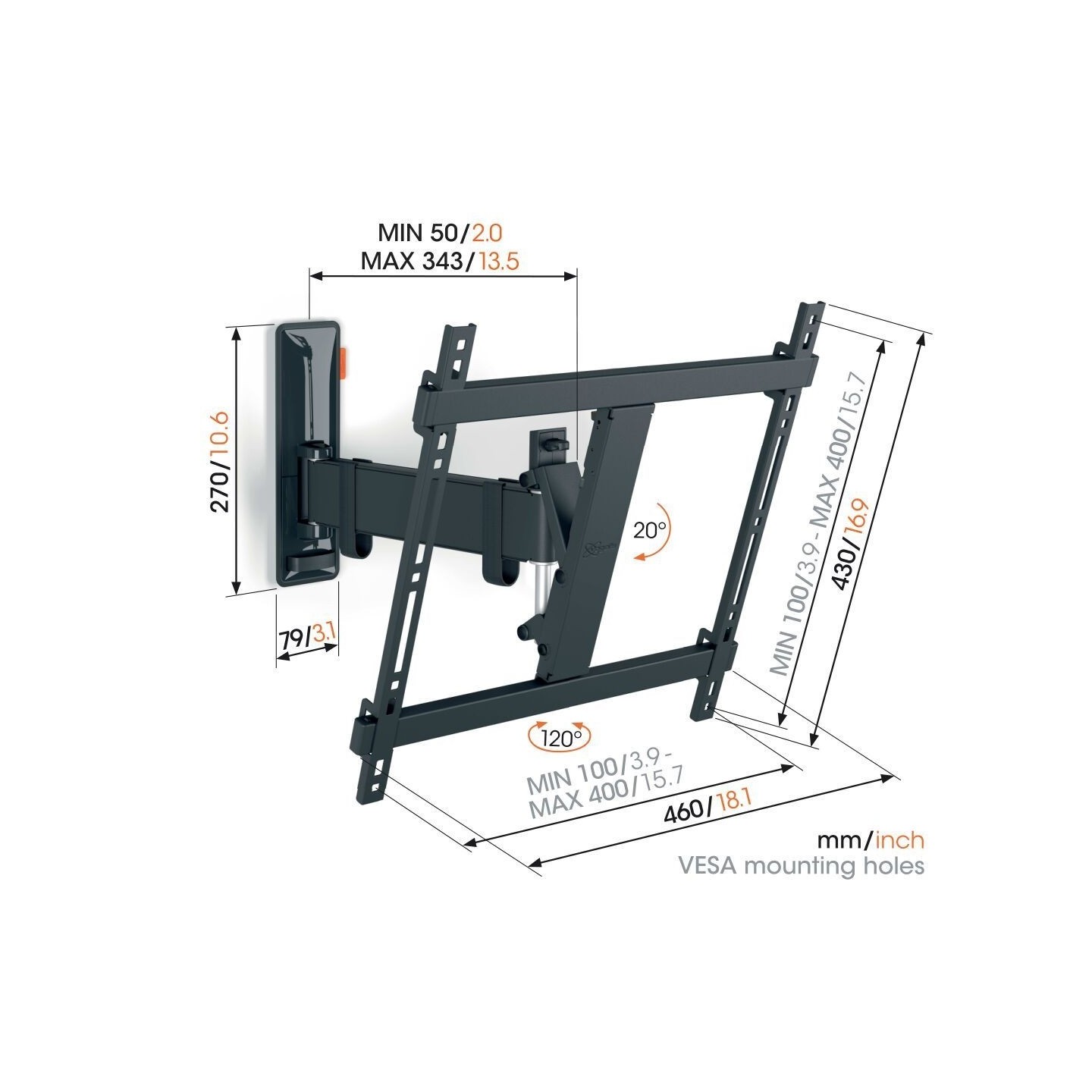 Vogels COMFORT TV Wall Mount - TVM3423 - 40x40 Turn 1 arm — Buy in Cyprus with Fast Delivery
