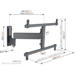 Buy Vogels COMFORT TV Wall Mount - TVM3663 - 60x40 Turn 2 arms OLED in Cyprus, Nicosia, Limassol, Larnaka, Pafos