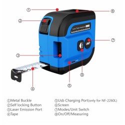 Buy Noyafa Laser Tape Measurement Tool - NF-2260L - with Digital Display and 60m... in Cyprus, Nicosia, Limassol, Larnaka, Pafos