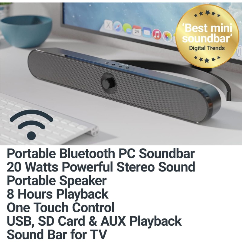 Buy Majority ATLAS PC Soundbar - 20W BT & USB in Cyprus, Nicosia, Limassol, Larnaka, Pafos