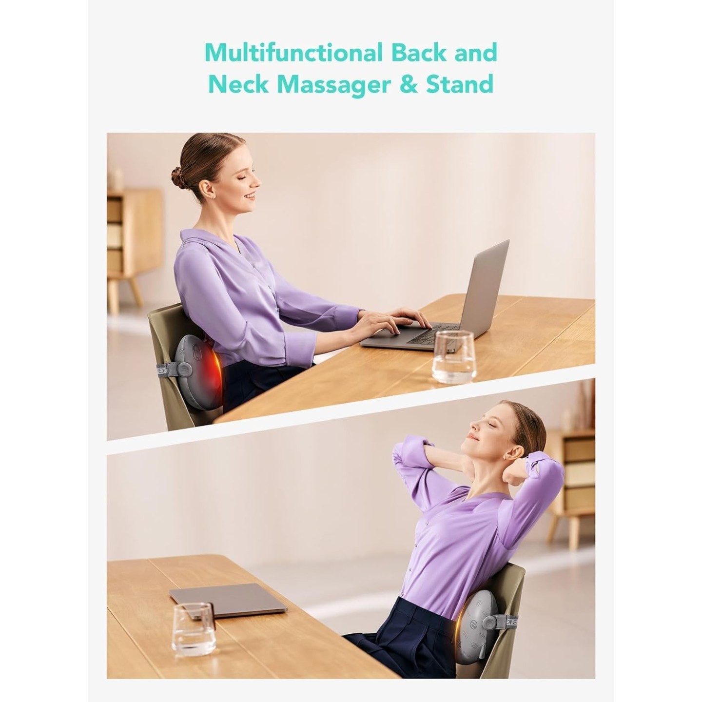 SKG Back-Waist-Neck Wireless Massager with Heat - T1-2 Pro - Back-Waist-Neck Wireless Massager with Heat