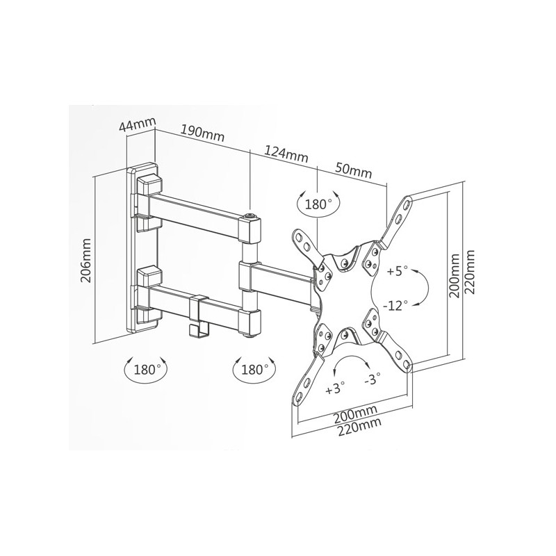 Buy Superior TV Wall Support - Double Arm 20x20 - 36cm Extension - 20kg Max in Cyprus, Nicosia, Limassol, Larnaka, Pafos
