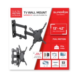 Buy Superior TV Wall Support - Double Arm 20x20 - 36cm Extension - 20kg Max in Cyprus, Nicosia, Limassol, Larnaka, Pafos