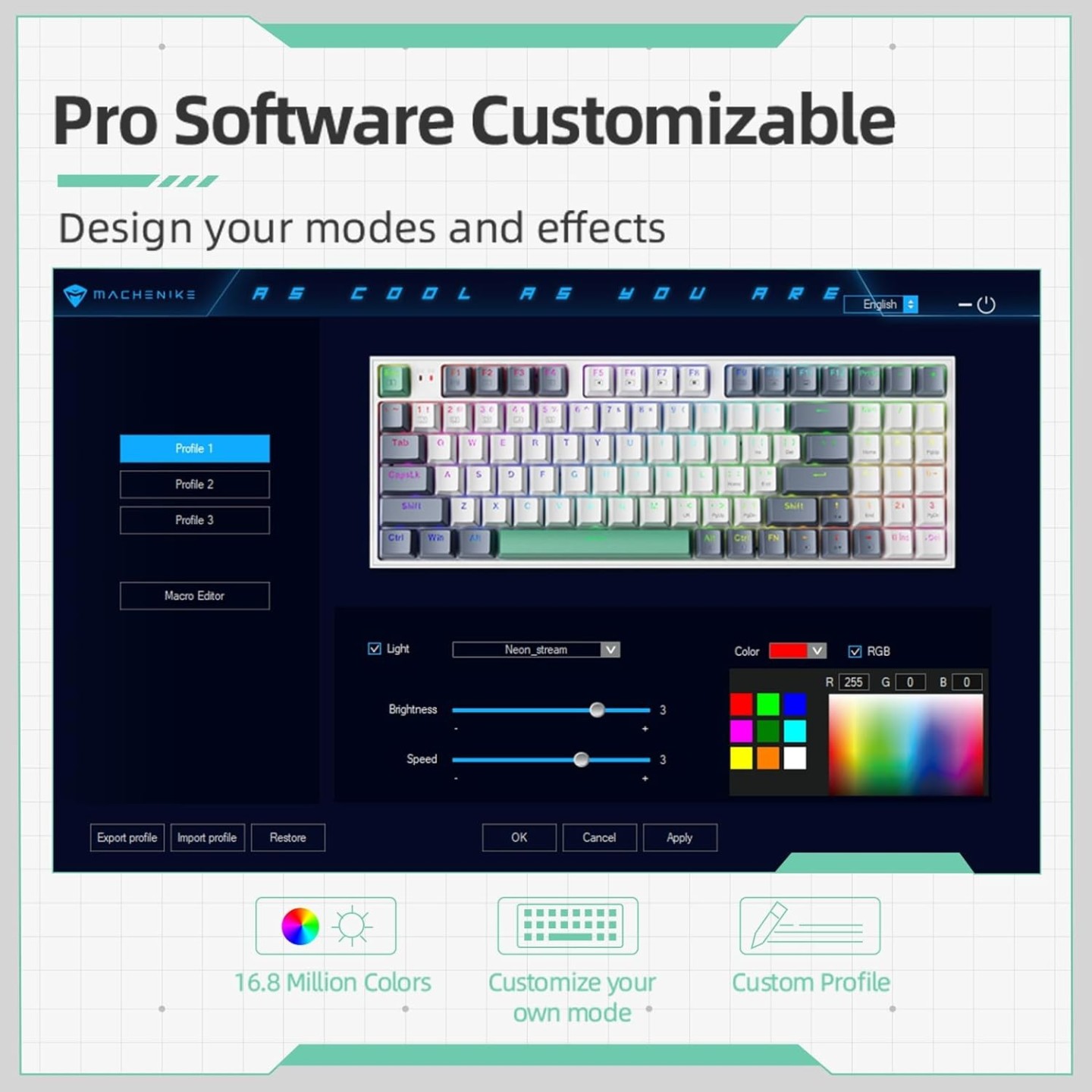 Machenike K500-B94 Grey 94-Key Brown Switch Mechanical Gaming Keyboard (Boxed) — Buy in Cyprus with Fast Delivery