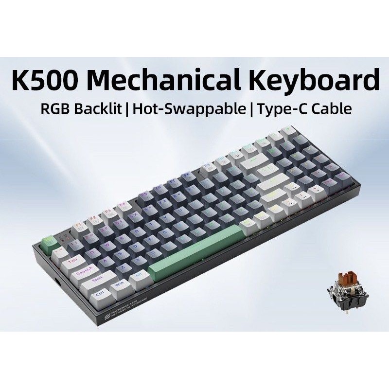Buy Machenike Grey Mechanical Gaming Keyboard 94 Brown Switch Keys - K500-B94 - ... in Cyprus, Nicosia, Limassol, Larnaka, Pafos