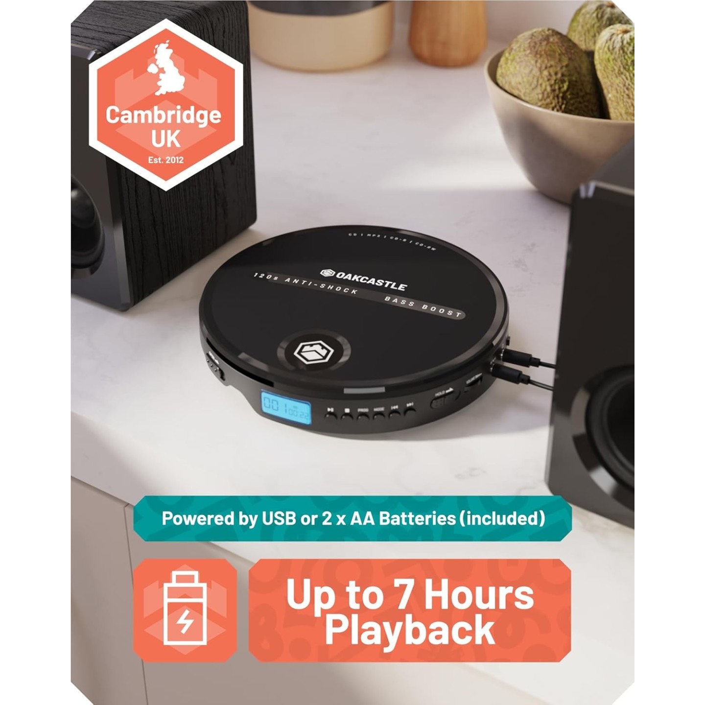 Majority Portable CD Player Oakcastle - CD10 - Incl. Earphones, 2x AA Line out — Buy in Cyprus with Fast Delivery