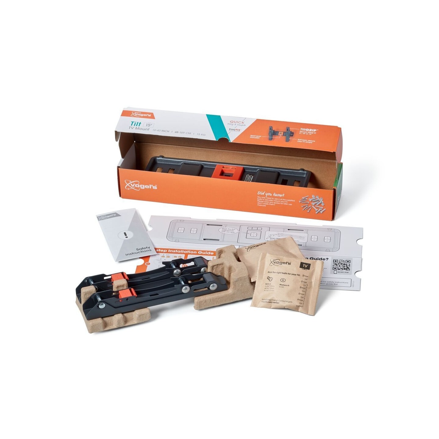 Vogels TV Wall Mount - TVM1213 - Tilt 19-43'' Black — Buy in Cyprus with Fast Delivery