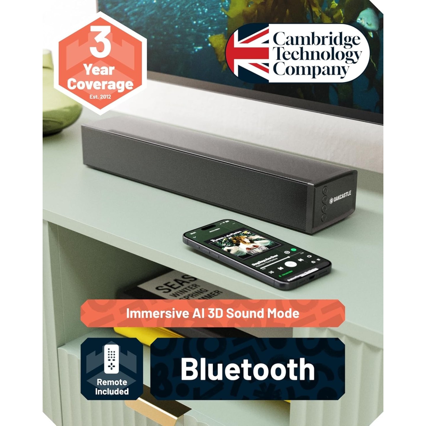 Majority Oakcastle Soundbar - SB40 - 60W BT-HDMI & Remote Control — Buy in Cyprus with Fast Delivery