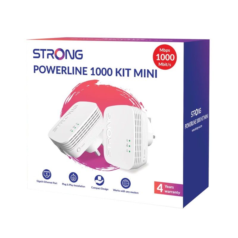 Buy Strong Powerline Kit - POWERL1000DUOMINIUK - AV1000 Mini 1000Mbps UK in Cyprus, Nicosia, Limassol, Larnaka, Pafos