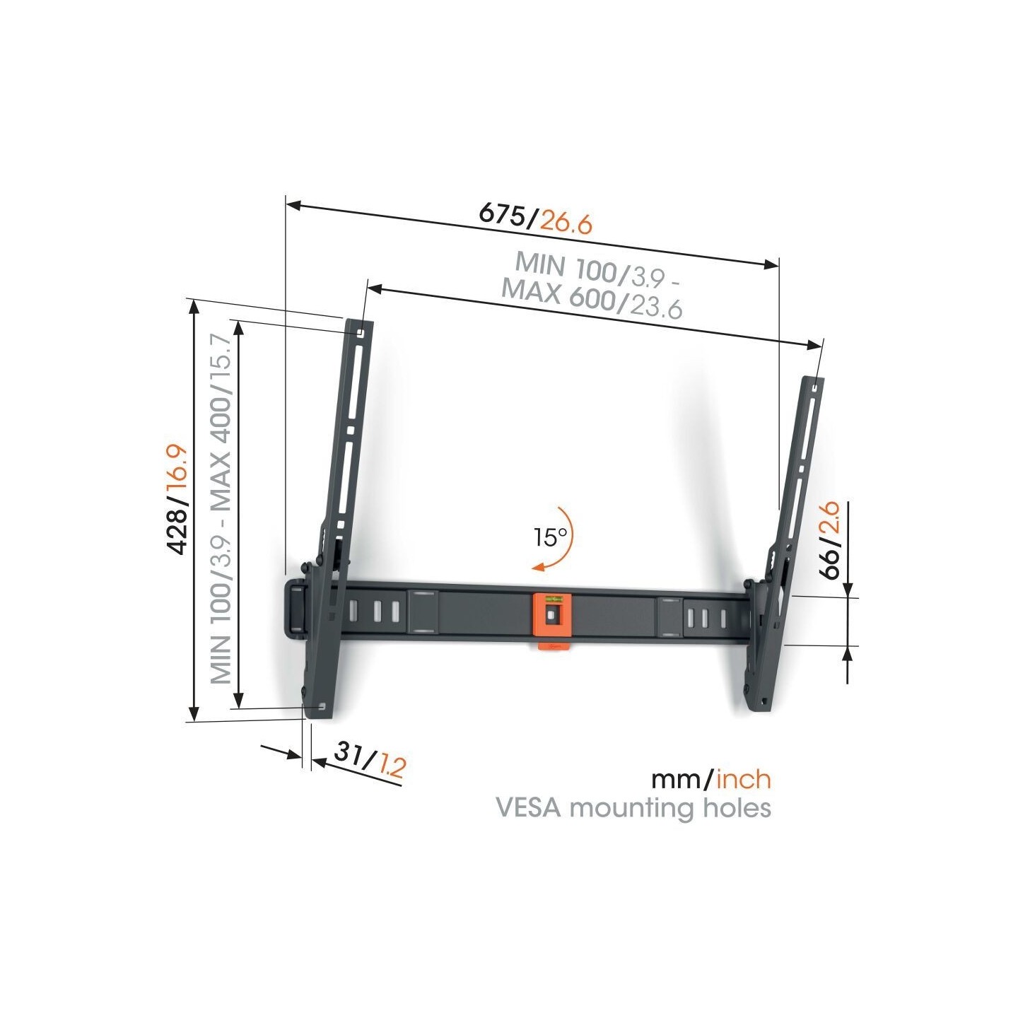 Vogels TV Wall Mount 40-77'' Black - TVM1613 - Tilt — Buy in Cyprus with Fast Delivery