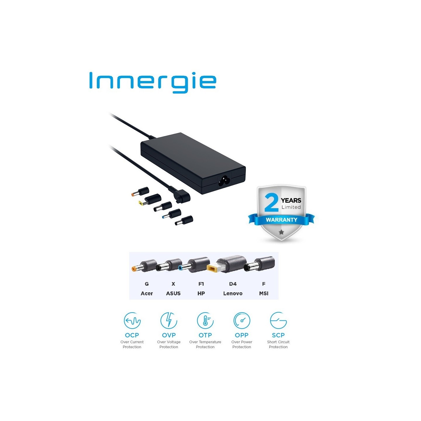 Innergie Laptop Power Adapter - 180G - 180W UK with 5 Laptop Tips — Buy in Cyprus with Fast Delivery