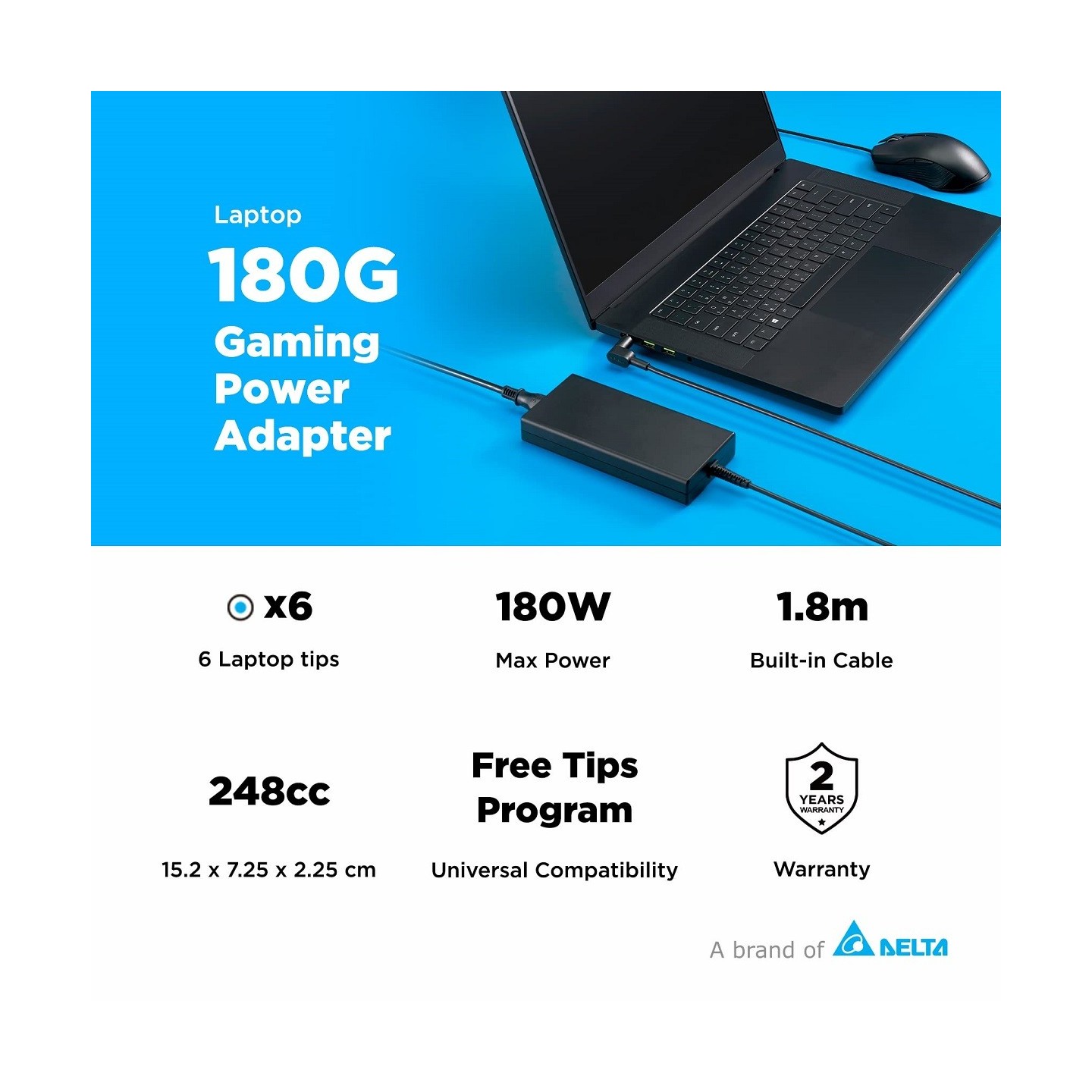 Innergie Laptop Power Adapter - 180G - 180W UK with 5 Laptop Tips — Buy in Cyprus with Fast Delivery