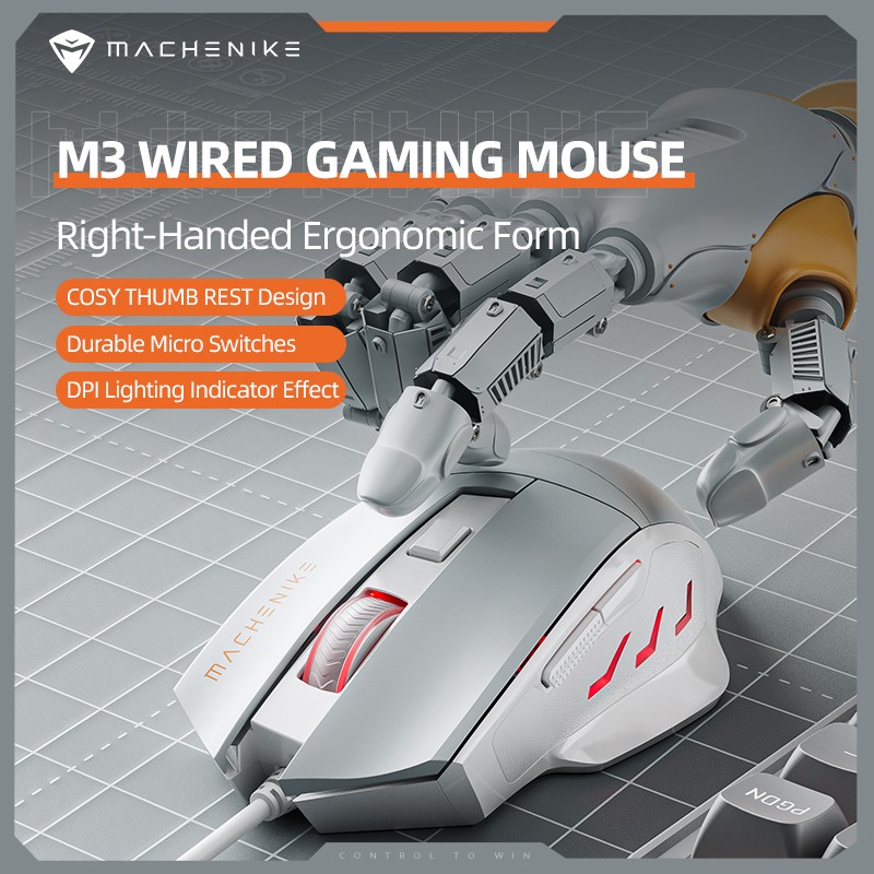 Buy Machenike Wired Gaming Mouse Gray - M3 - Wired Gaming Mouse Gray in Cyprus, Nicosia, Limassol, Larnaka, Pafos