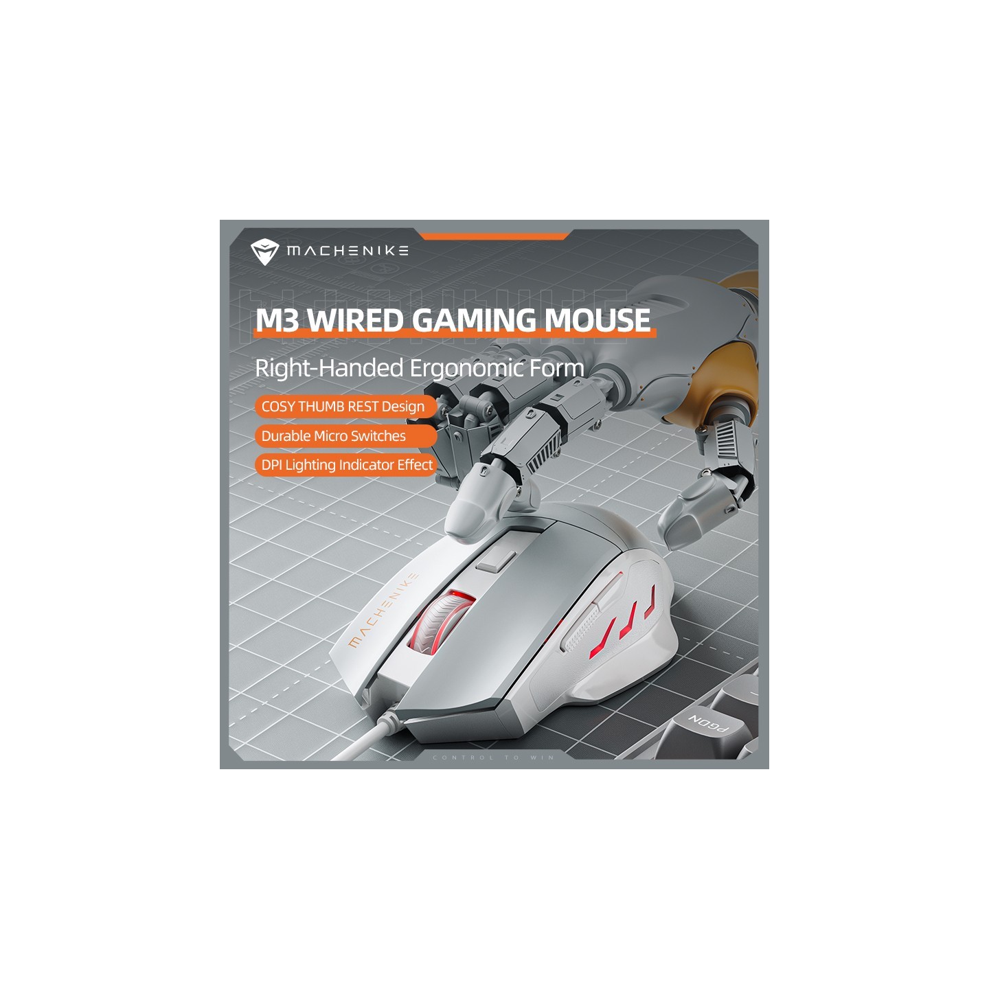 Machenike M3 Wired Gaming Mouse Gray (Boxed) — Buy in Cyprus with Fast Delivery