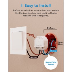 Buy Meross HomeKit Smart Wi-Fi In-Wall Switch - MSS815MA-UN - 10A, Matter in Cyprus, Nicosia, Limassol, Larnaka, Pafos