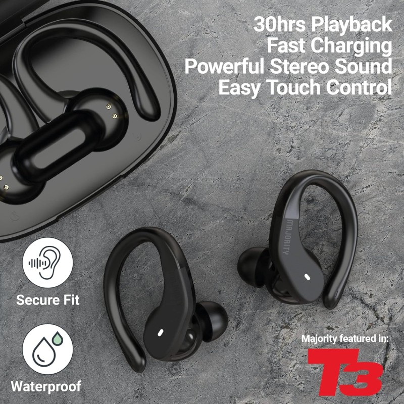 Buy Majority TRU-Sport TWS Earphones - IPX7 - Black in Cyprus, Nicosia, Limassol, Larnaka, Pafos