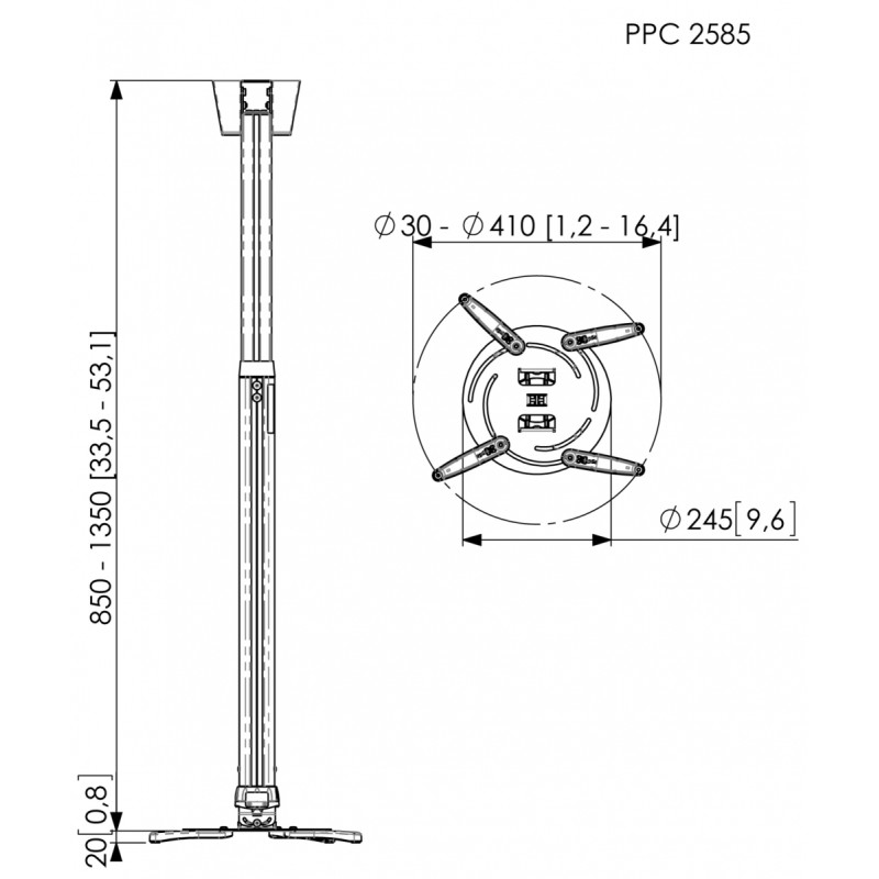 Buy Vogels Projector Ceiling Kit - PPC2585 - 25kg 85-135cm in Cyprus, Nicosia, Limassol, Larnaka, Pafos